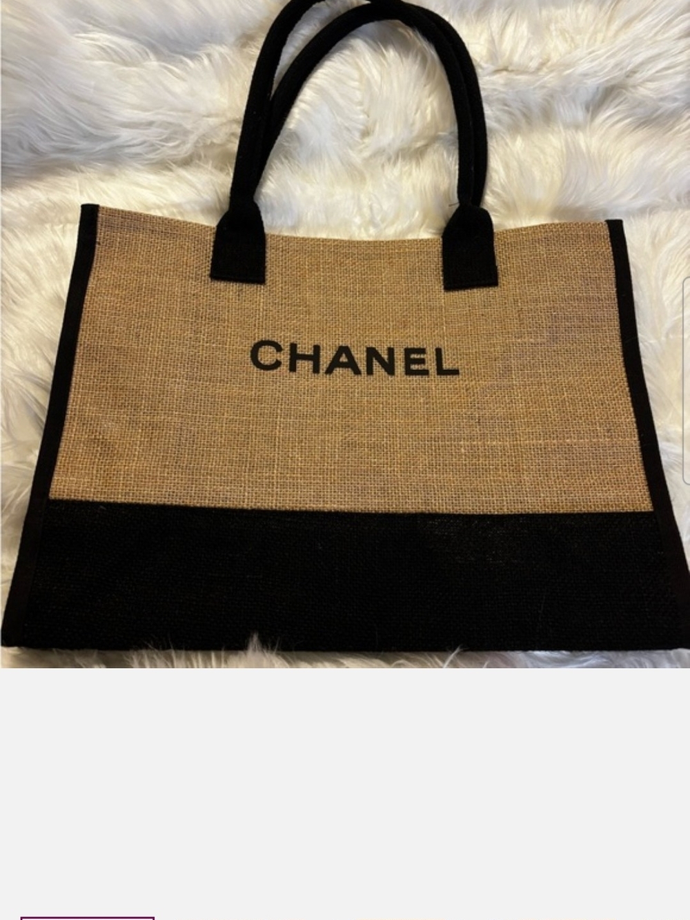 VIP Precision Beauté VIP Gift Jute Natural Burlap Black Tote Bag - Picture 6 of 7